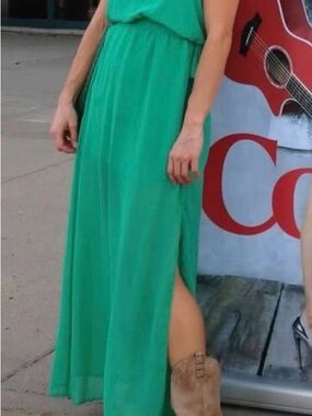 Forever 21 Green Maxi Dress with Side Slit